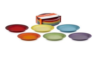 Stoneware Rainbow Set of 6 Dinner Plates